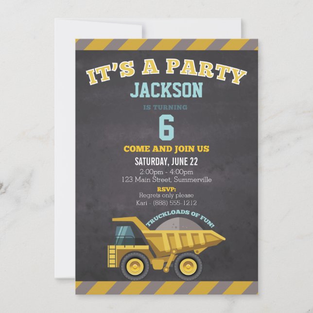 Invitation d'anniversaire pour enfants (constructi (Devant)