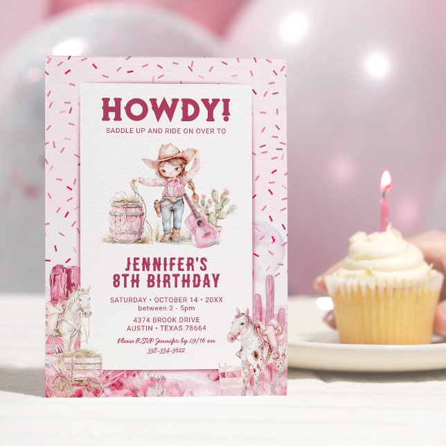 Invitation d'anniversaire pour enfants Cowgirl Ros (Créateur téléchargé)