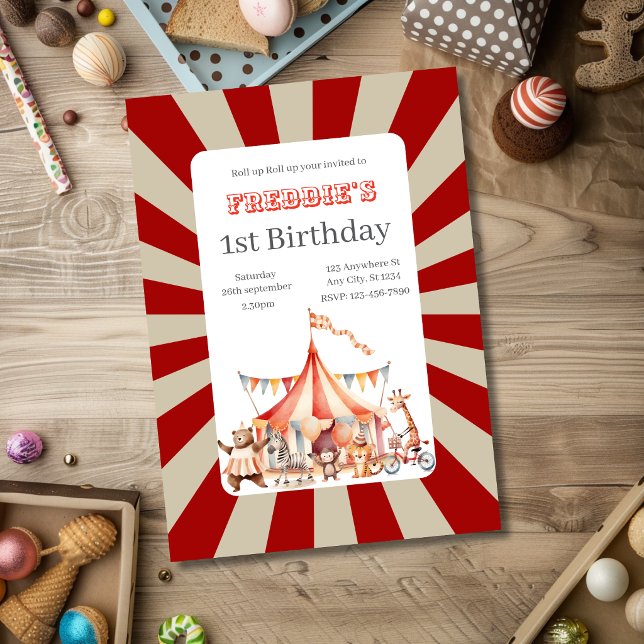 Invitation d'anniversaire pour enfants de cirque m (Créateur téléchargé)