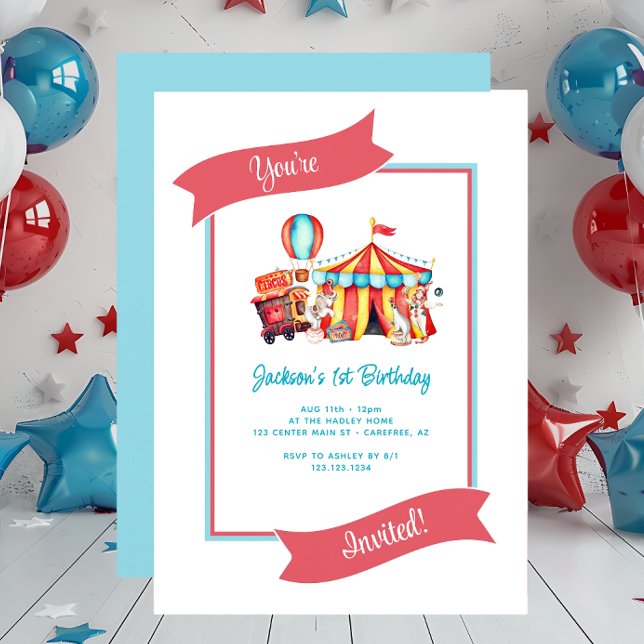 Invitation d'anniversaire pour enfants de cirque m (Créateur téléchargé)