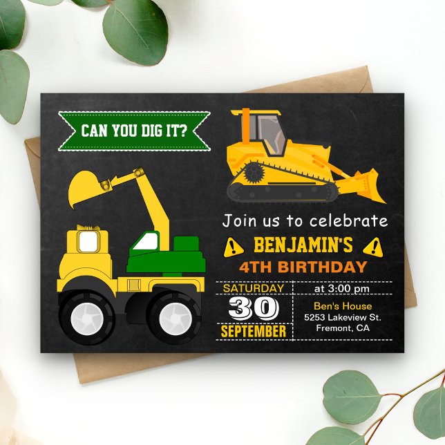Invitation d'anniversaire pour enfants de construc (Créateur téléchargé)
