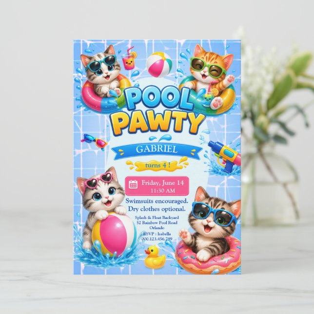 Invitation d'anniversaire pour enfants de fête au  (Debout devant)