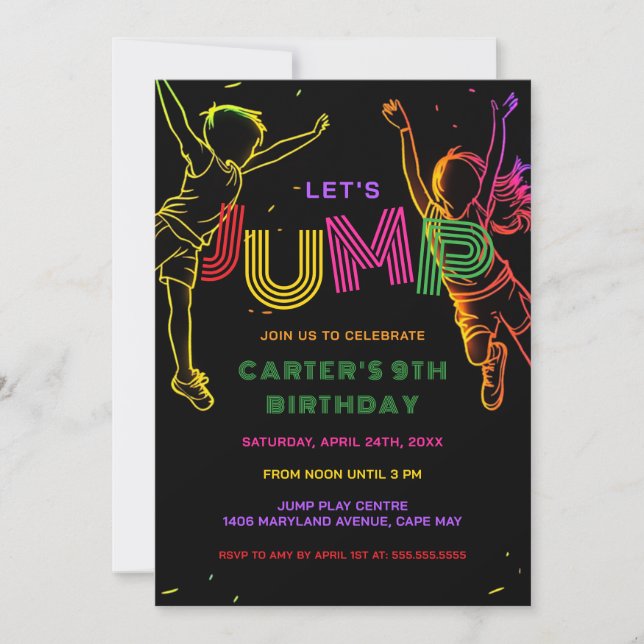 Invitation d'anniversaire pour enfants de fête sau (Devant)