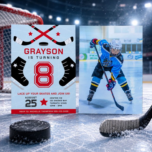 Invitation d'anniversaire pour enfants de hockey s (Créateur téléchargé)