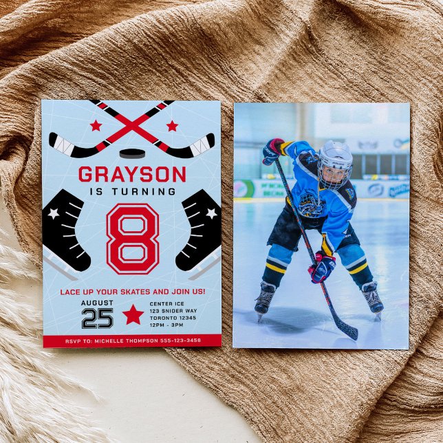 Invitation d'anniversaire pour enfants de hockey s (Créateur téléchargé)