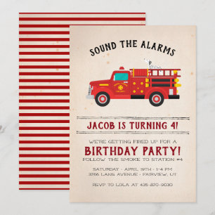 Invitation d'anniversaire pour enfants de pompier