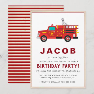 Invitation d'anniversaire pour enfants de pompiers