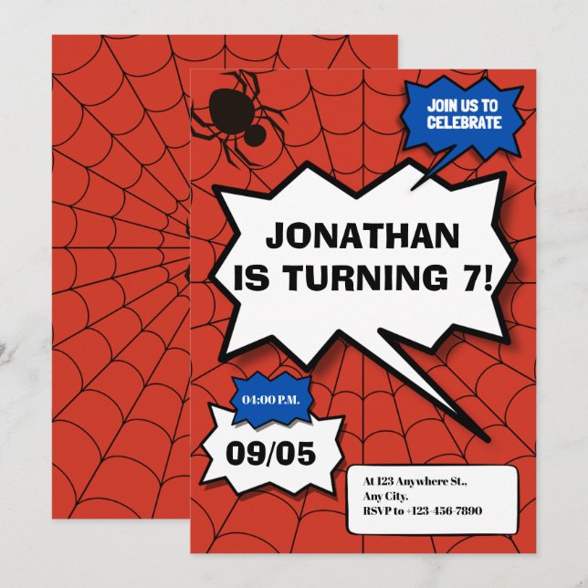 invitation d'anniversaire pour enfants de style ba (Devant / Derrière)