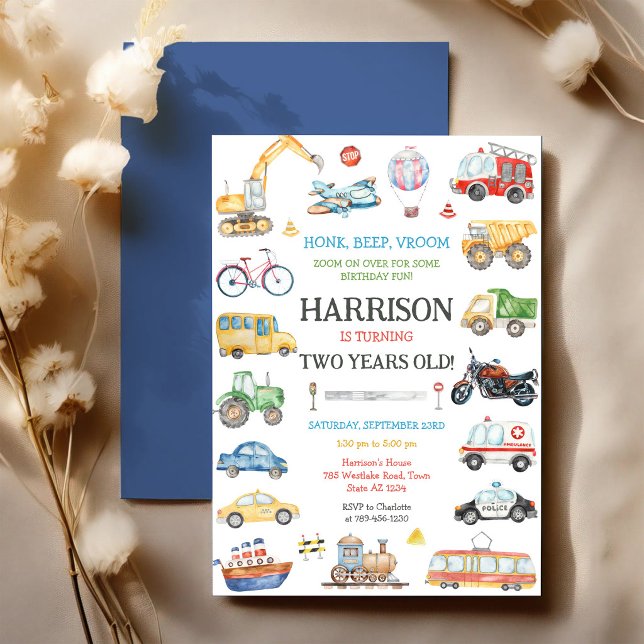 Invitation d'anniversaire pour enfants de véhicule (Créateur téléchargé)