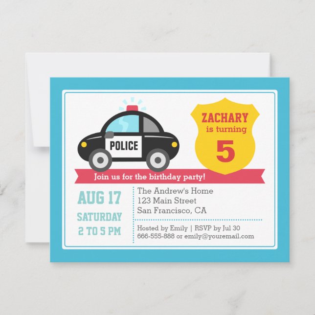 Invitation d'anniversaire pour enfants de voiture  (Devant)