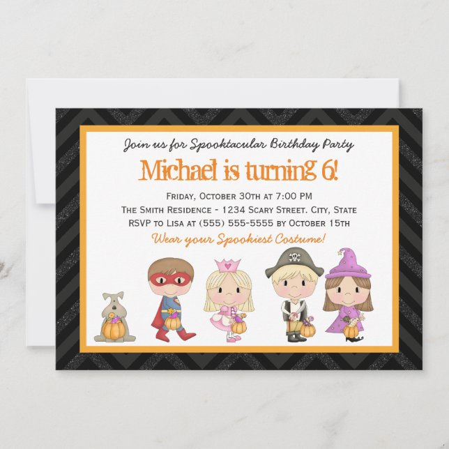 Invitation d'anniversaire pour enfants déguisés po (Devant)