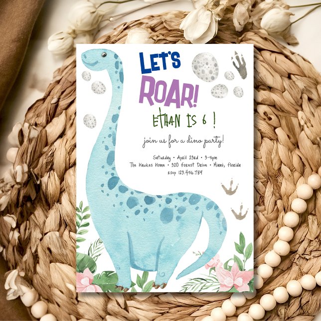 Invitation d'anniversaire pour enfants Dino party  (Créateur téléchargé)