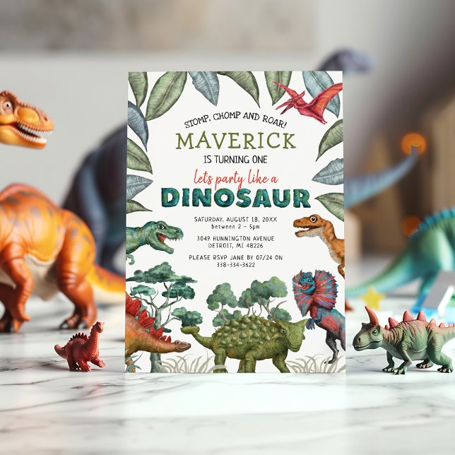 Invitation d'anniversaire pour enfants dinosaure à (Créateur téléchargé)