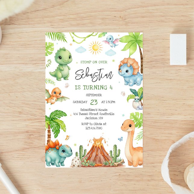 Invitation d'anniversaire pour enfants dinosaures (Créateur téléchargé)