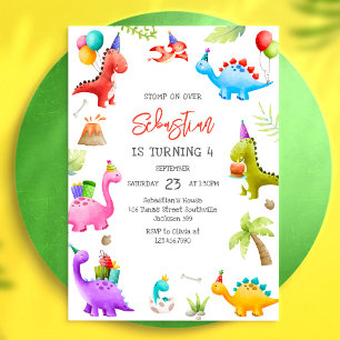 Invitation d'anniversaire pour enfants dinosaures
