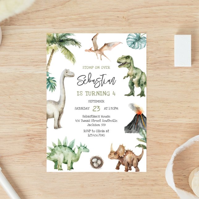 Invitation d'anniversaire pour enfants dinosaures (Créateur téléchargé)