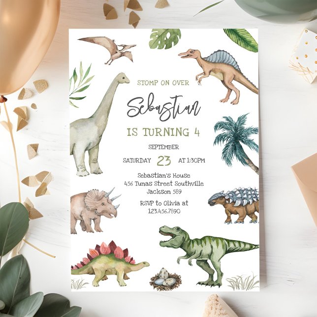 Invitation d'anniversaire pour enfants dinosaures (Créateur téléchargé)