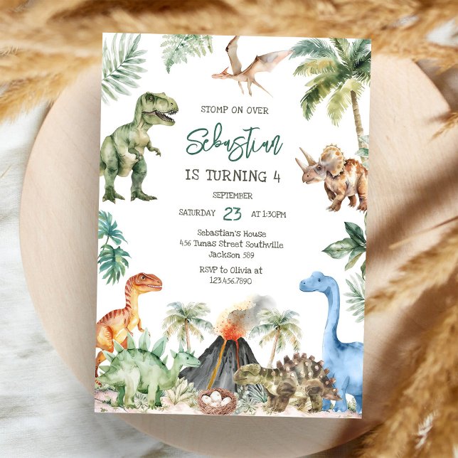 Invitation d'anniversaire pour enfants dinosaures (Créateur téléchargé)