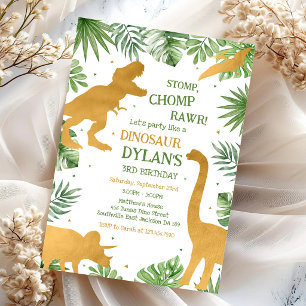 Invitation d'anniversaire pour enfants dinosaures