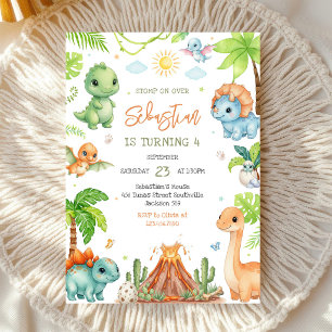 Invitation d'anniversaire pour enfants dinosaures