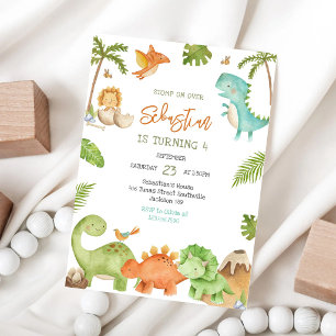 Invitation d'anniversaire pour enfants dinosaures