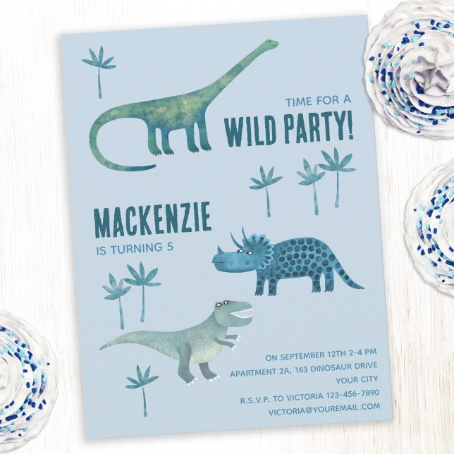 Invitation d'anniversaire pour enfants dinosaures (Fun dinosaur personalized kids child party invitation)