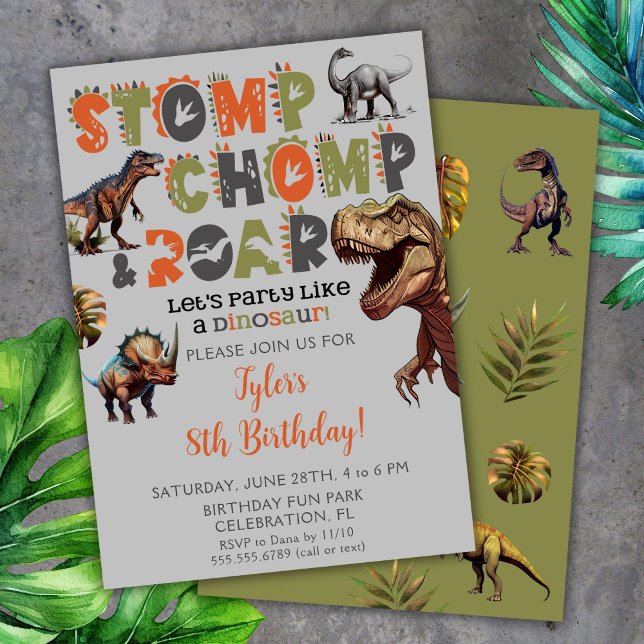 Invitation d'anniversaire pour enfants dinosaures  (Créateur téléchargé)