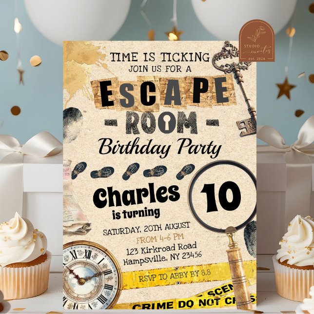 Invitation d'anniversaire pour enfants Escape Room (Créateur téléchargé)