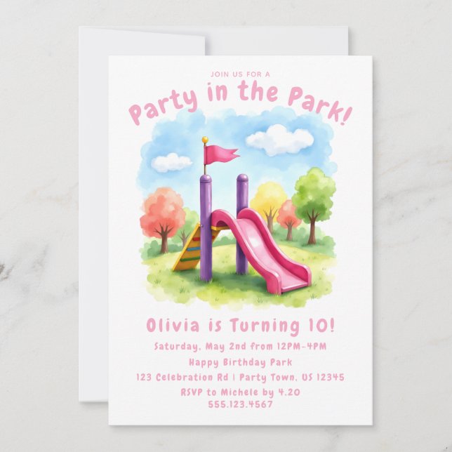 Invitation d'anniversaire pour enfants « Fête au p (Devant)