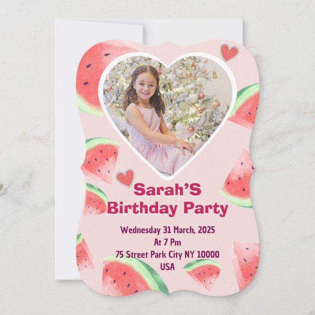invitation d'anniversaire pour enfants (fille) pas (Devant)