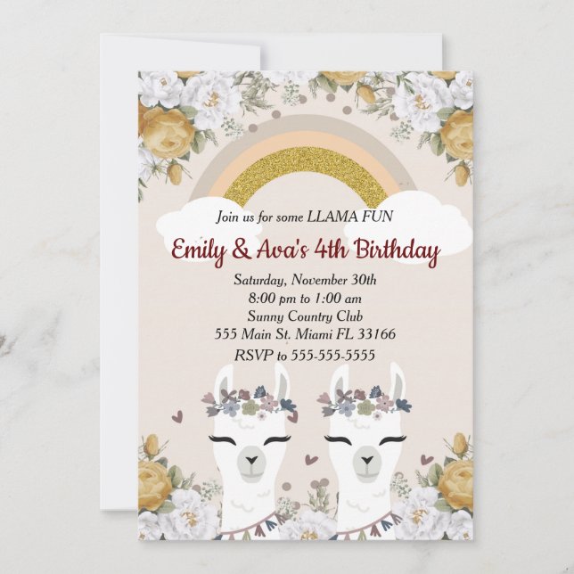 Invitation d'anniversaire pour enfants jumeaux Alp (Devant)