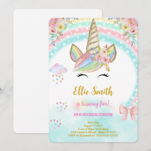Invitation d'anniversaire pour enfants licorne