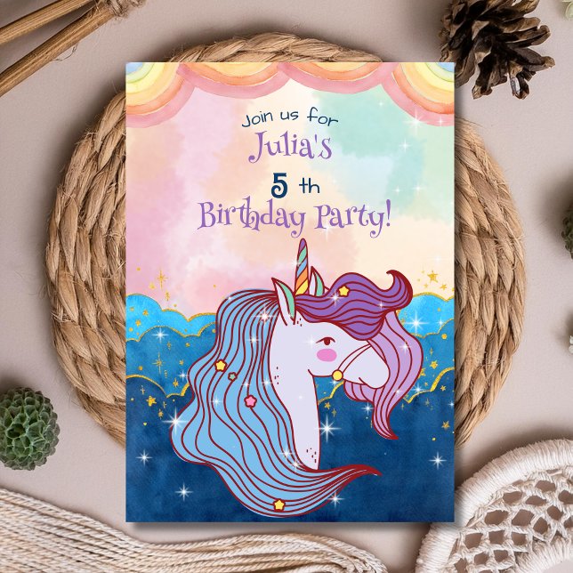Invitation d'anniversaire pour enfants Licorne Pas (Créateur téléchargé)