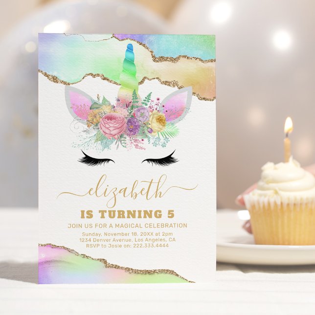 Invitation d'anniversaire pour enfants Licorne Pas (Créateur téléchargé)