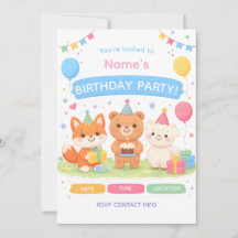 Invitation d'anniversaire pour enfants mignons | N