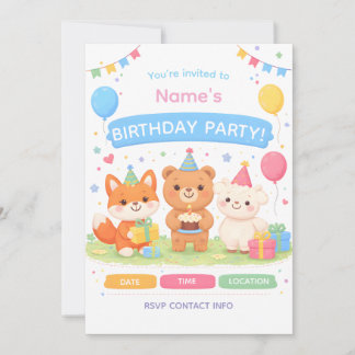 Invitation d'anniversaire pour enfants mignons | N