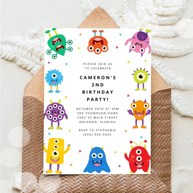 Invitation d'anniversaire pour enfants Monstre Mig (Créateur téléchargé)