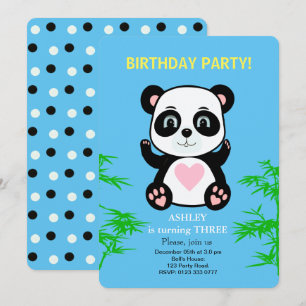 Invitation d'anniversaire pour enfants Panda Bear