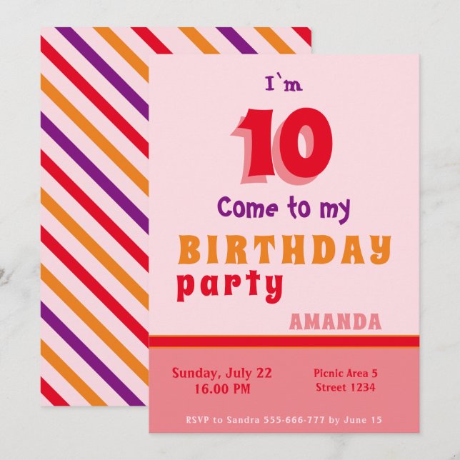 Invitation d'anniversaire pour enfants personnalis (Devant / Derrière)