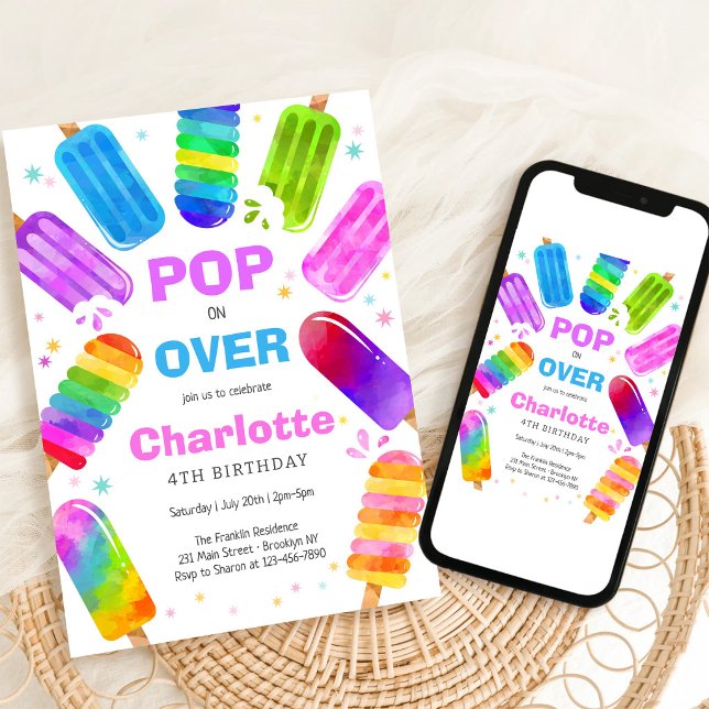 Invitation d'anniversaire pour enfants Pop On Over (Créateur téléchargé)
