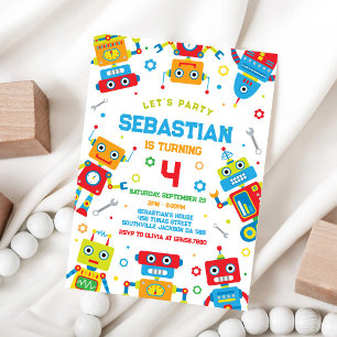Invitation d'anniversaire pour enfants robots