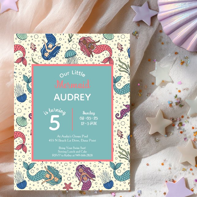 Invitation d'anniversaire pour enfants sirène (Créateur téléchargé)