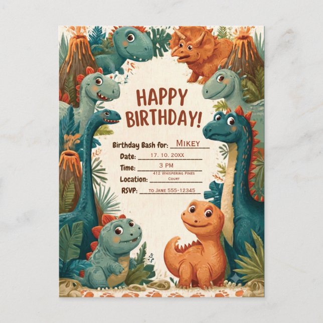 Invitation d'anniversaire pour enfants sur le thèm (Devant)