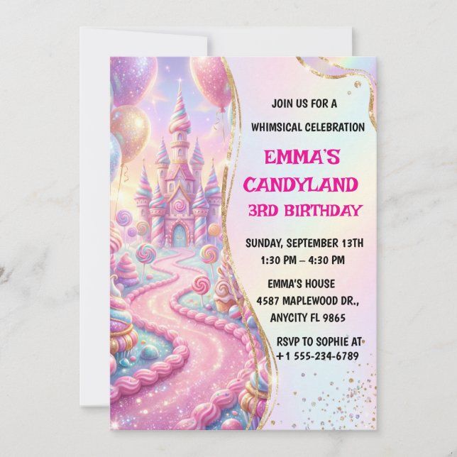 Invitation d'anniversaire pour enfants Sweet Celeb (Devant)