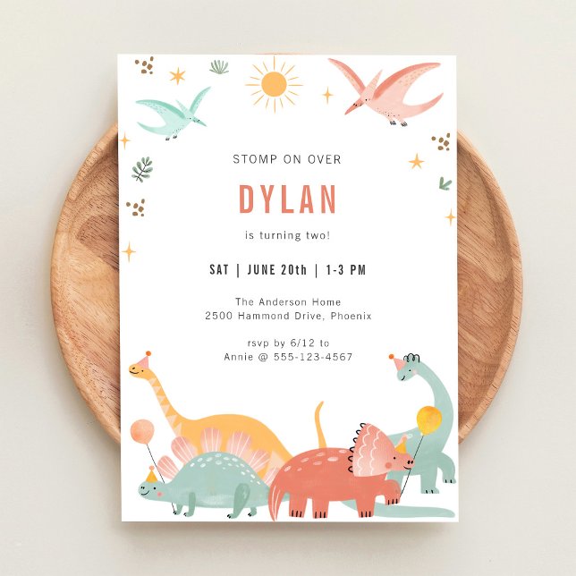 Invitation d'anniversaire pour enfants thème dinos (Créateur téléchargé)