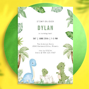 Invitation d'anniversaire pour enfants thème dinos
