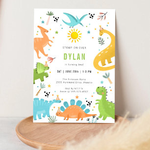 Invitation d'anniversaire pour enfants thème dinos