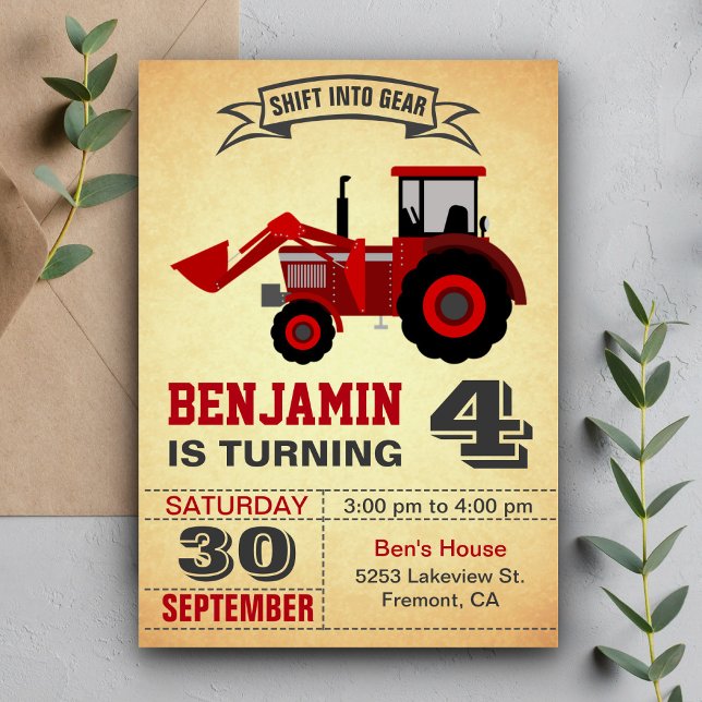Invitation d'anniversaire pour enfants tracteur ag (Créateur téléchargé)