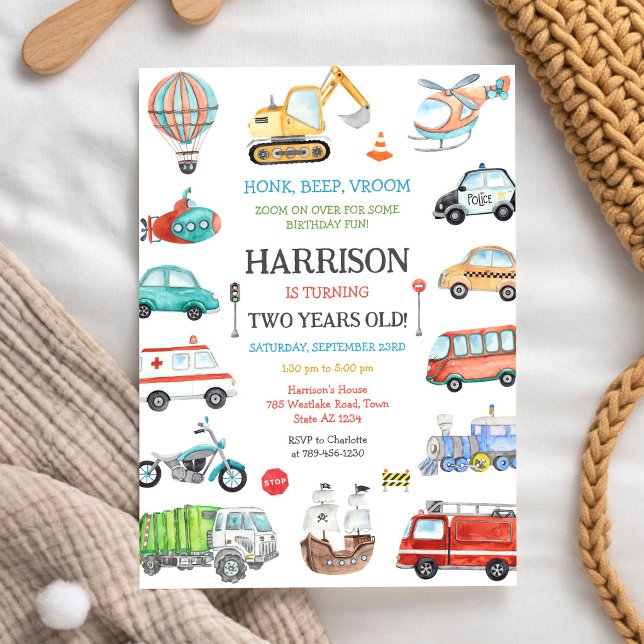 Invitation d'anniversaire pour enfants Véhicule de (Créateur téléchargé)