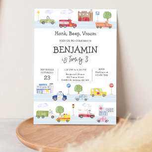 Invitation d'anniversaire pour enfants Véhicule de